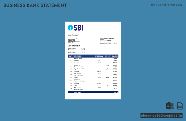 Beispiel eines Kontoauszugs der SBH-Organisation im Word- und PDF-Format